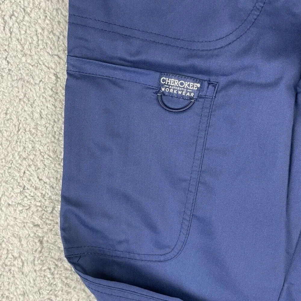 Cherokee Workwear Women's Small Navy Tapered Leg Drawstring Tall Scrubs Pants - Picture 4 of 16